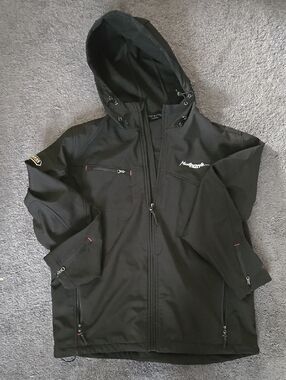 Port Authority Black Hooded Mastercraft Tire Windbreaker Jacket